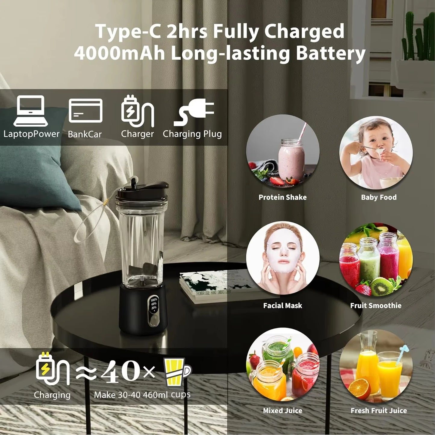 SmoothFastt 4000mAh Portable Blender